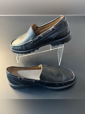 Brix Men’s Black Leather Slip-On Driving Loafers Size 11.5
